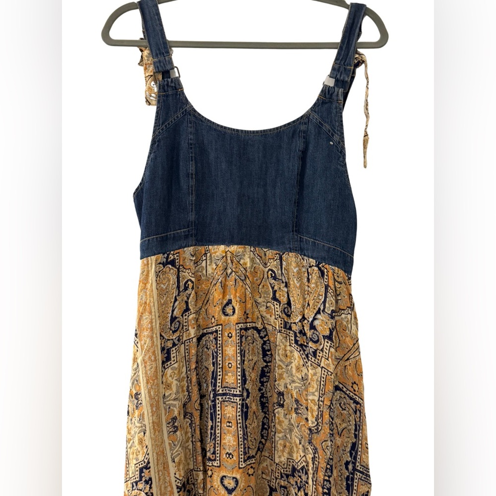 Free People Denim and Paisley Maxi Dress